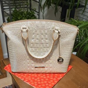 NEW Brahmin Duxbury Satchel in Tiramisu...a shimmering cream/gold leather